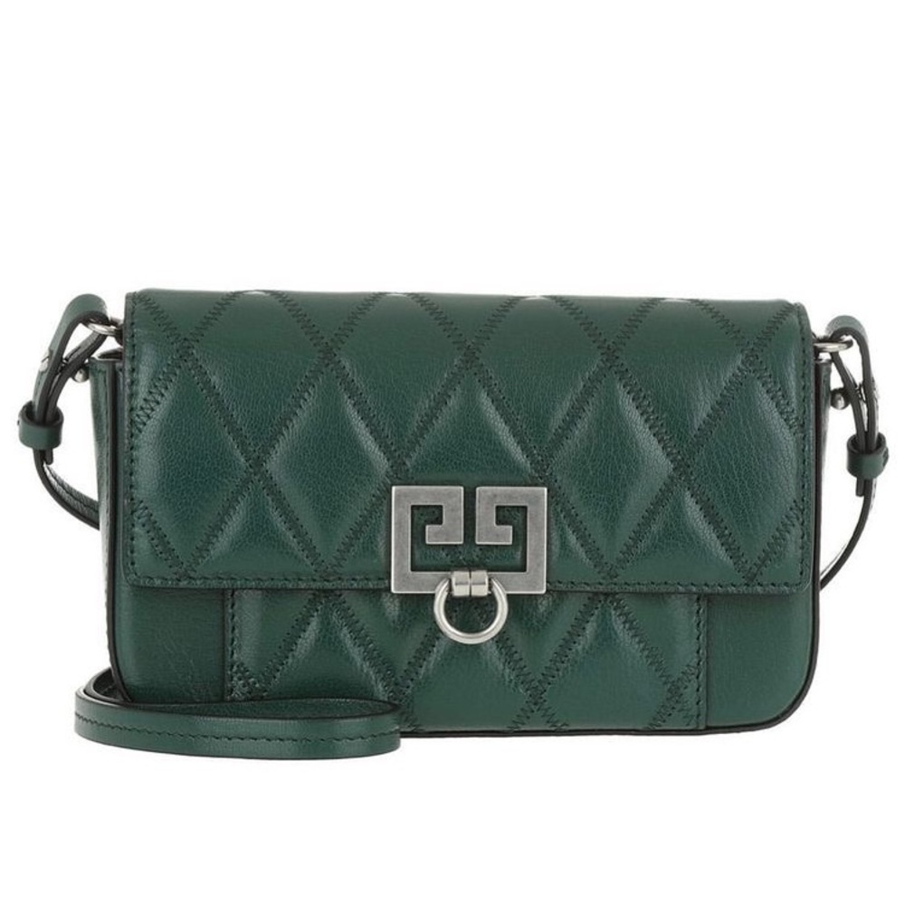 Givenchy Mini Pocket Quilted Convertible Leather Bag in Green Forest